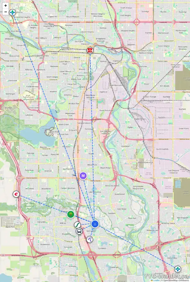Daily accessibility map for 232 MIDGLEN PL SE, Calgary showing nearby schools, grocery stores, parks, LRT stations and nearby amenities