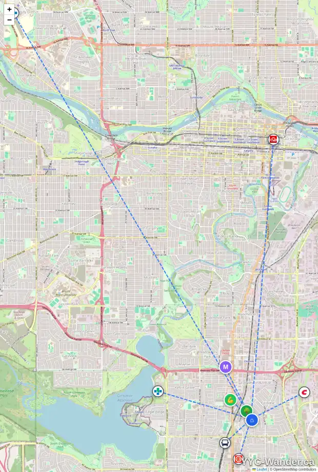 Daily accessibility map for 156 FAIRVIEW CR SE, Calgary showing nearby schools, grocery stores, parks, LRT stations and nearby amenities