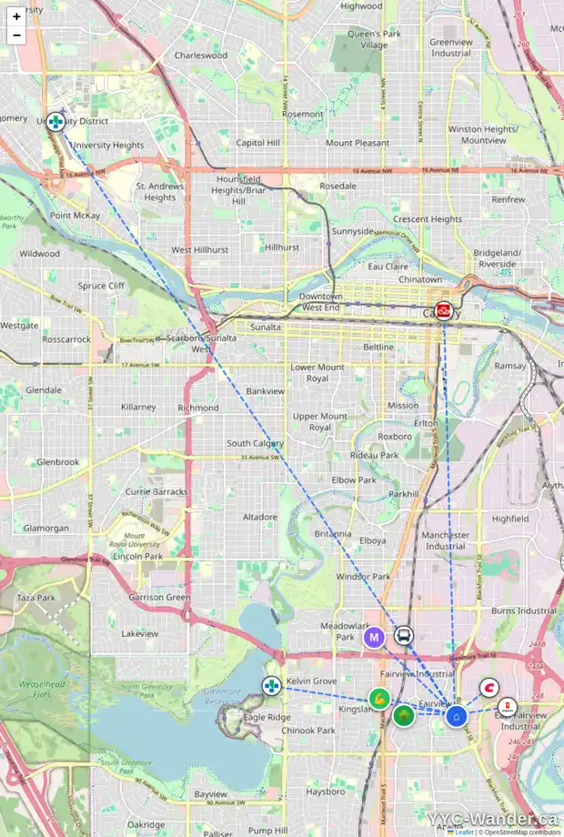 Daily accessibility map for 7528 FLEETWOOD DR SE, Calgary showing nearby schools, grocery stores, parks, LRT stations and nearby amenities