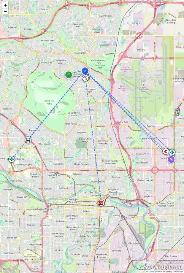 Daily accessibility map for 156 BERMUDA DR NW, Calgary showing nearby schools, grocery stores, parks, LRT stations and nearby amenities
