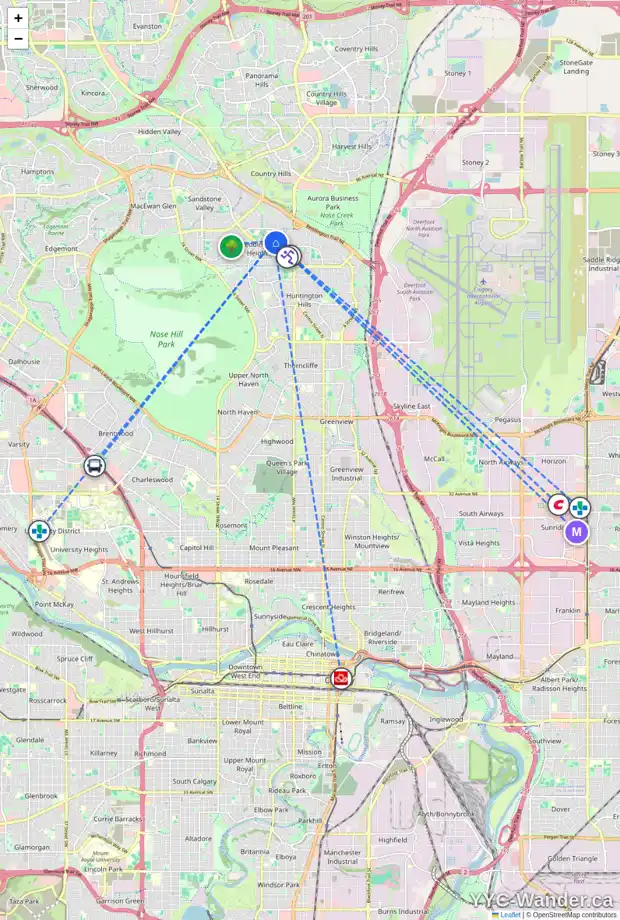 Daily accessibility map for 47 BERMUDA PL NW, Calgary showing nearby schools, grocery stores, parks, LRT stations and nearby amenities
