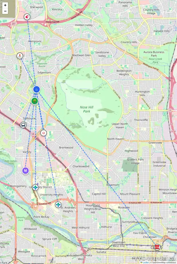 Daily accessibility map for 7 EDENSTONE VW NW, Calgary showing nearby schools, grocery stores, parks, LRT stations and nearby amenities