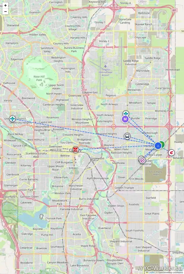 Daily accessibility map for 387 PENSWOOD WY SE, Calgary showing nearby schools, grocery stores, parks, LRT stations and nearby amenities