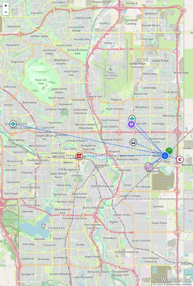 Daily accessibility map for 732 PENBROOKE RD SE, Calgary showing nearby schools, grocery stores, parks, LRT stations and nearby amenities