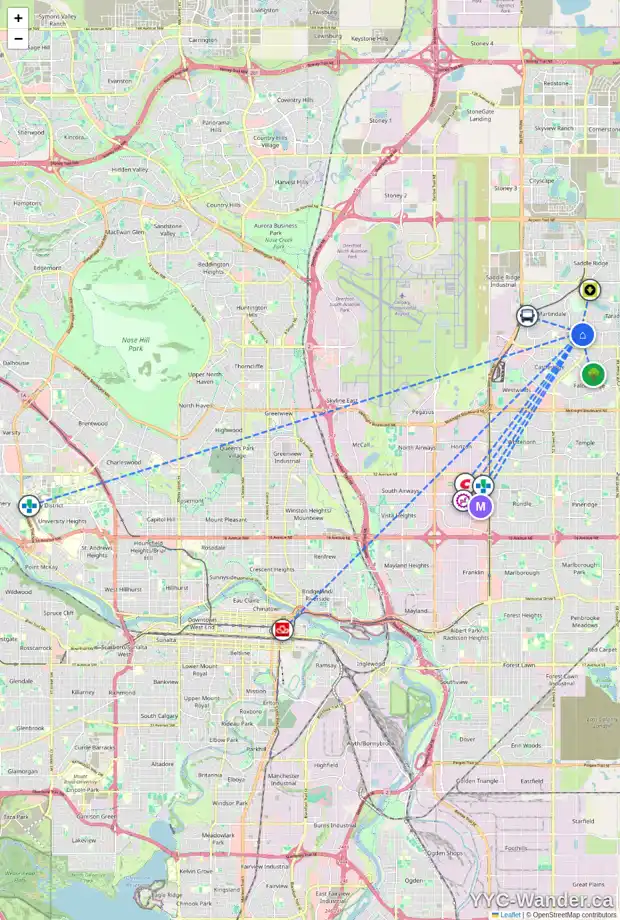 Daily accessibility map for 31 MARTINDALE BV NE, Calgary showing nearby schools, grocery stores, parks, LRT stations and nearby amenities