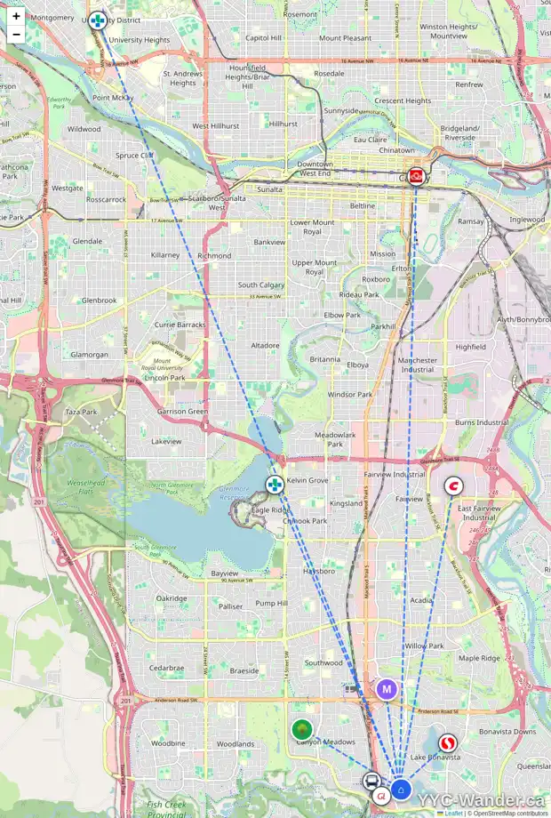 Daily accessibility map for 443 LAKE SIMCOE CR SE, Calgary showing nearby schools, grocery stores, parks, LRT stations and nearby amenities
