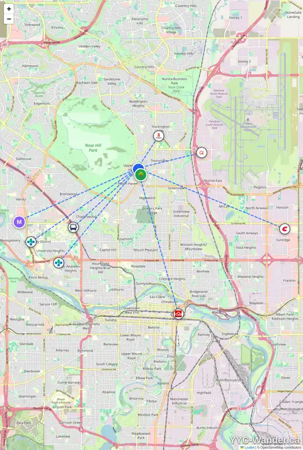 Daily accessibility map for 476 NORFOLK WY NW, Calgary showing nearby schools, grocery stores, parks, LRT stations and nearby amenities