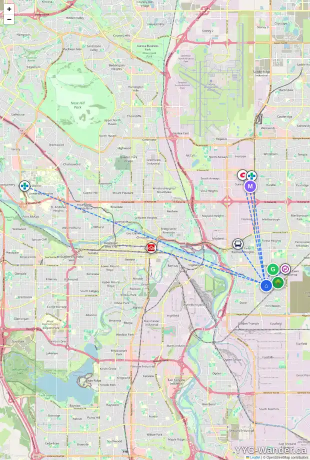Daily accessibility map for 2902 DOVERVILLE CR SE, Calgary showing nearby schools, grocery stores, parks, LRT stations and nearby amenities