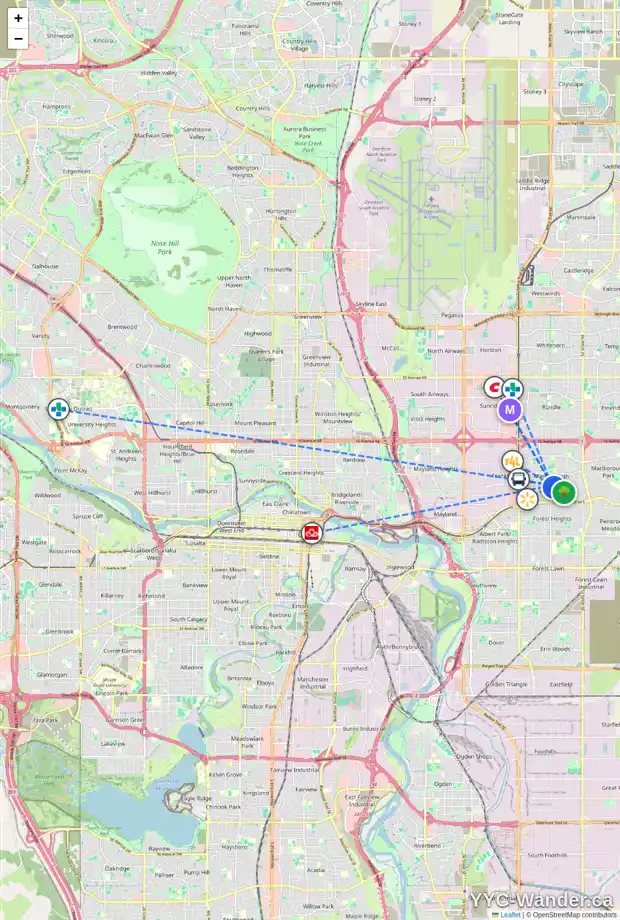 Daily accessibility map for 4415 MARYVALE RD NE, Calgary showing nearby schools, grocery stores, parks, LRT stations and nearby amenities