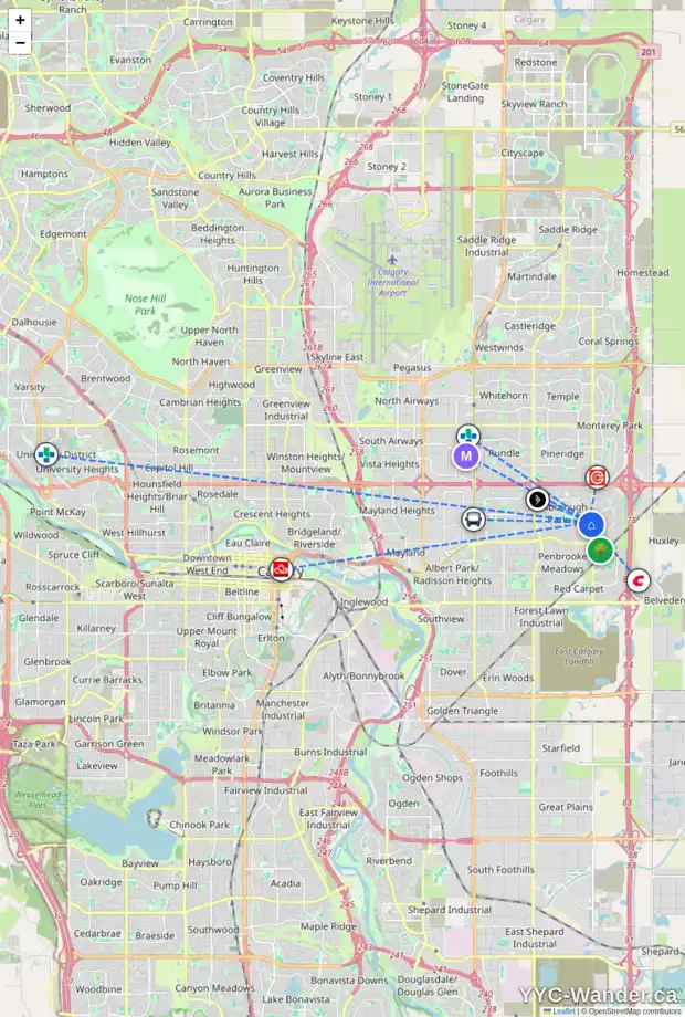 Daily accessibility map for 632 MALVERN DR NE, Calgary showing nearby schools, grocery stores, parks, LRT stations and nearby amenities