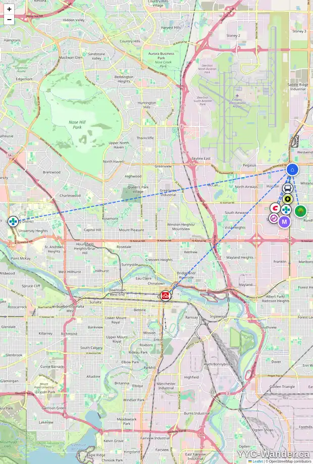 Daily accessibility map for 200 WHITWORTH WY NE, Calgary showing nearby schools, grocery stores, parks, LRT stations and nearby amenities