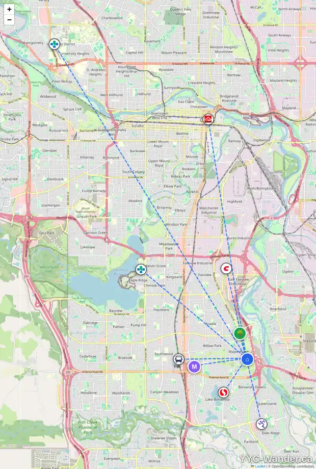 Daily accessibility map for 10832 MAPLESHIRE CR SE, Calgary showing nearby schools, grocery stores, parks, LRT stations and nearby amenities