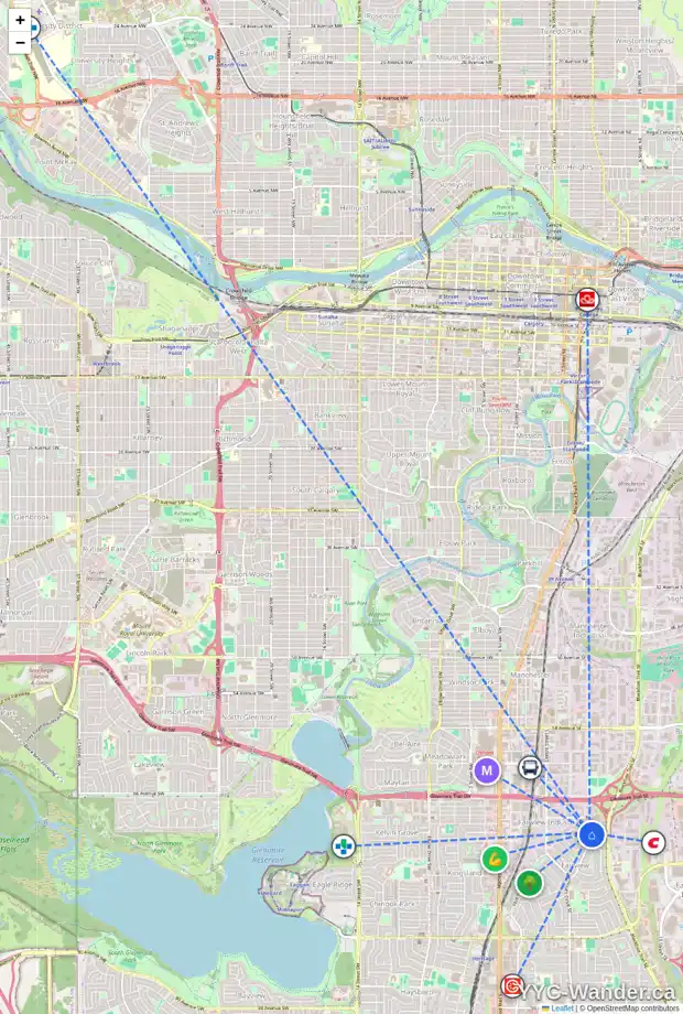 Daily accessibility map for 143 FRANKLIN DR SE, Calgary showing nearby schools, grocery stores, parks, LRT stations and nearby amenities