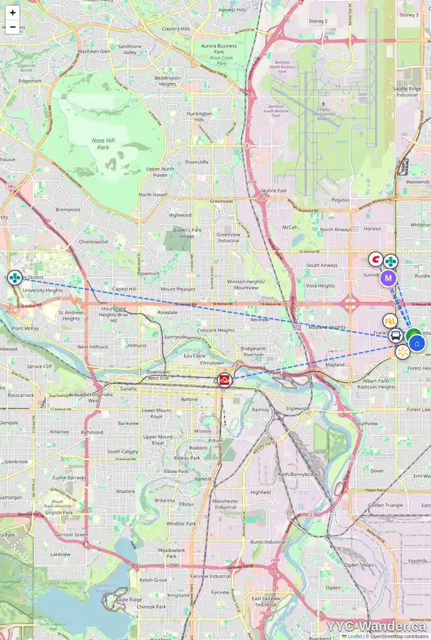 Daily accessibility map for 4140 MARYVALE DR NE, Calgary showing nearby schools, grocery stores, parks, LRT stations and nearby amenities