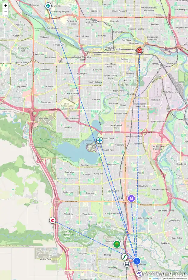 Daily accessibility map for 300 MIDPARK GD SE, Calgary showing nearby schools, grocery stores, parks, LRT stations and nearby amenities