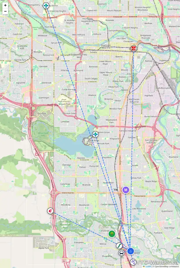 Daily accessibility map for 17 MIDPARK DR SE, Calgary showing nearby schools, grocery stores, parks, LRT stations and nearby amenities