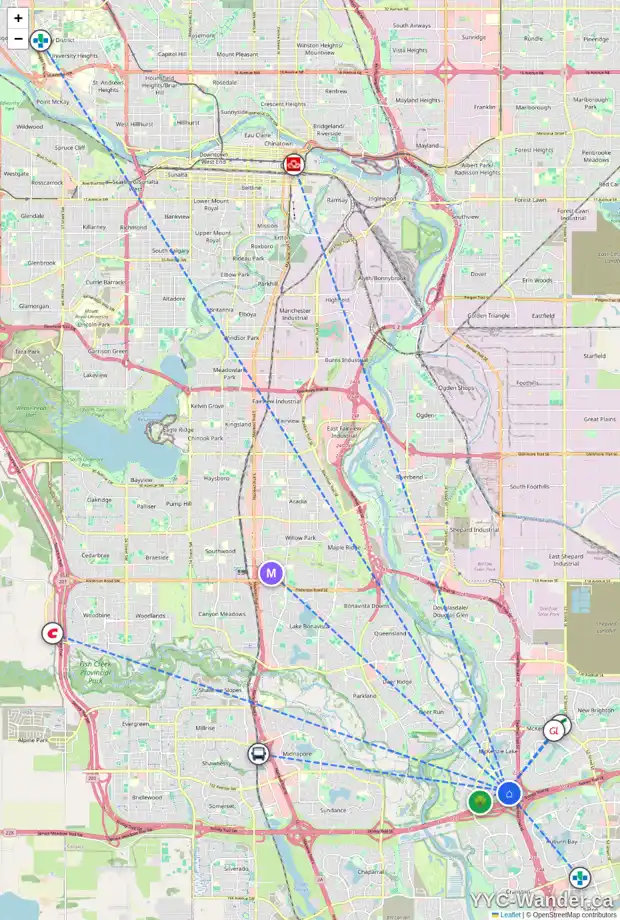Daily accessibility map for 112 MCKERRELL CR SE, Calgary showing nearby schools, grocery stores, parks, LRT stations and nearby amenities