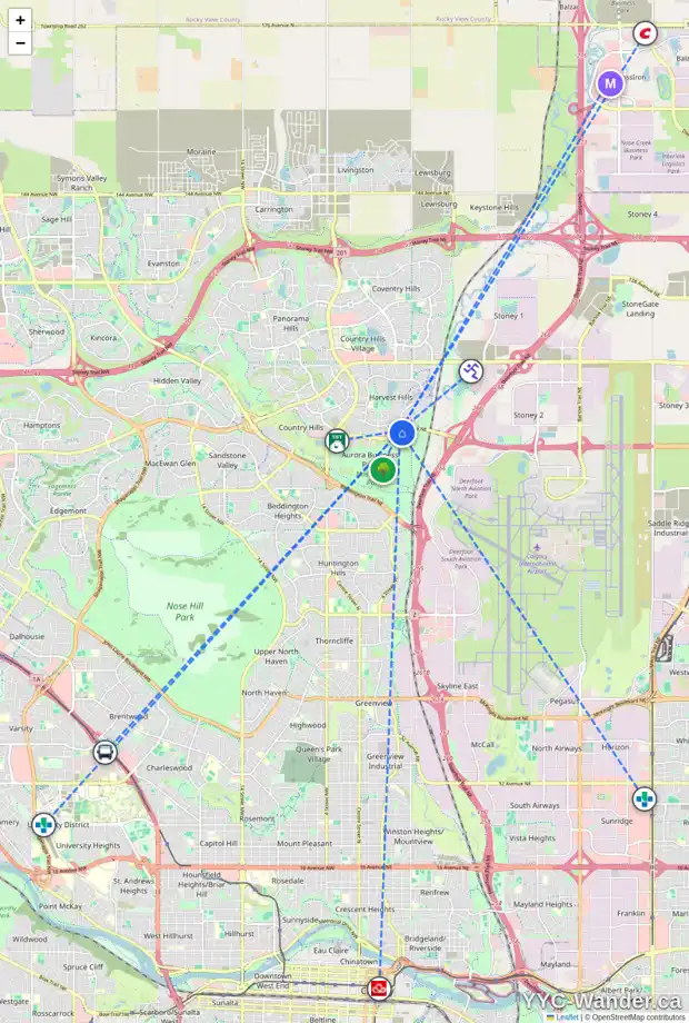 Daily accessibility map for 41 HARVEST GLEN WY NE, Calgary showing nearby schools, grocery stores, parks, LRT stations and nearby amenities