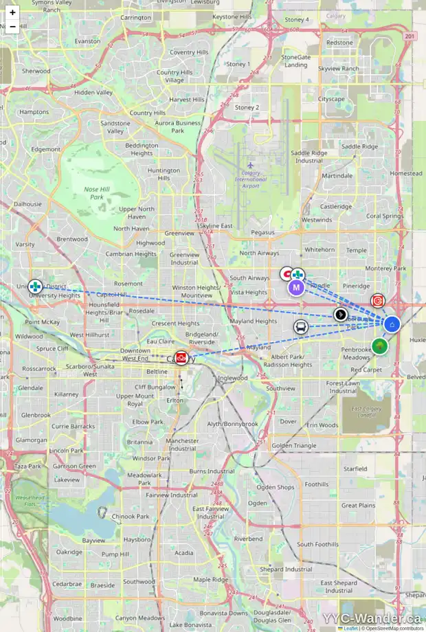 Daily accessibility map for 176 ABERFOYLE CL NE, Calgary showing nearby schools, grocery stores, parks, LRT stations and nearby amenities