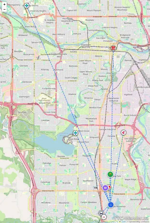 Daily accessibility map for 207 LAKE MORAINE PL SE, Calgary showing nearby schools, grocery stores, parks, LRT stations and nearby amenities