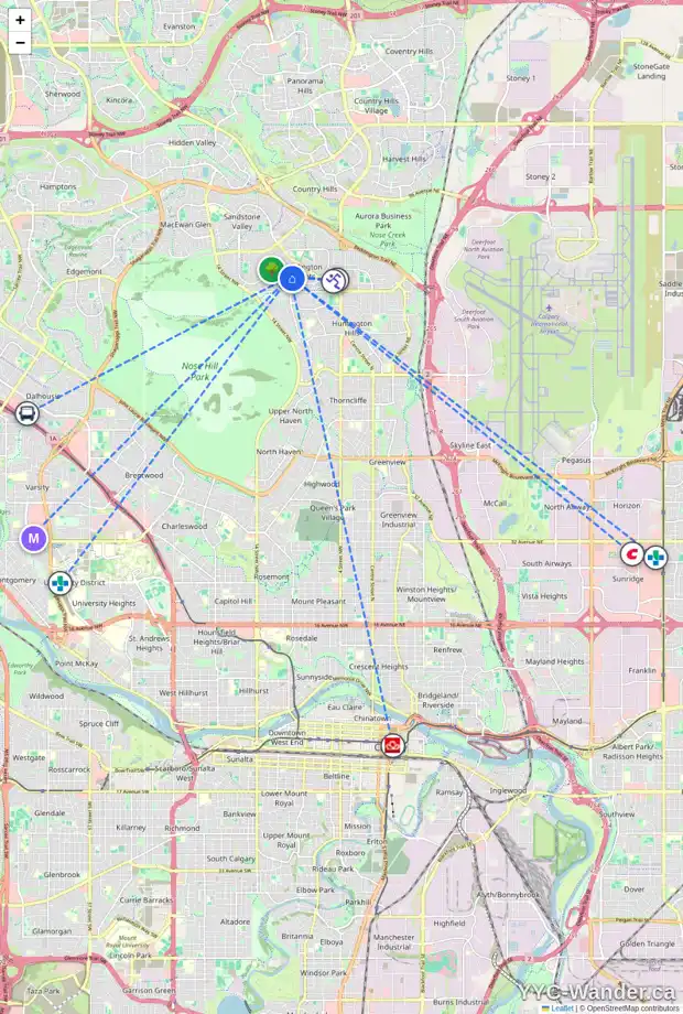 Daily accessibility map for 159 BERWICK WY NW, Calgary showing nearby schools, grocery stores, parks, LRT stations and nearby amenities