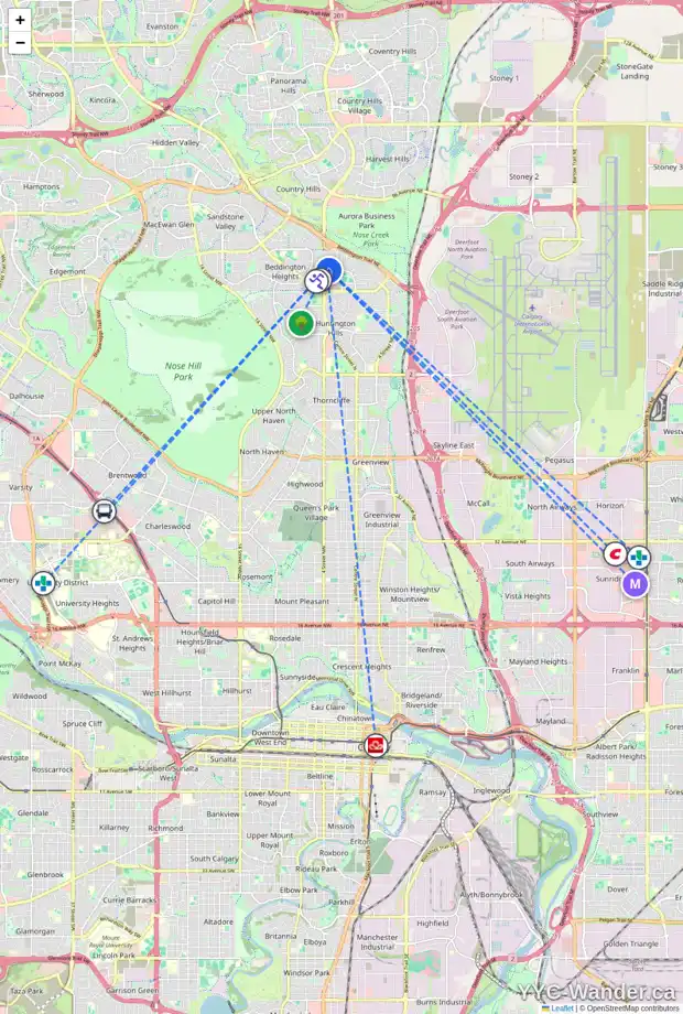 Daily accessibility map for 236 BEDDINGTON DR NE, Calgary showing nearby schools, grocery stores, parks, LRT stations and nearby amenities