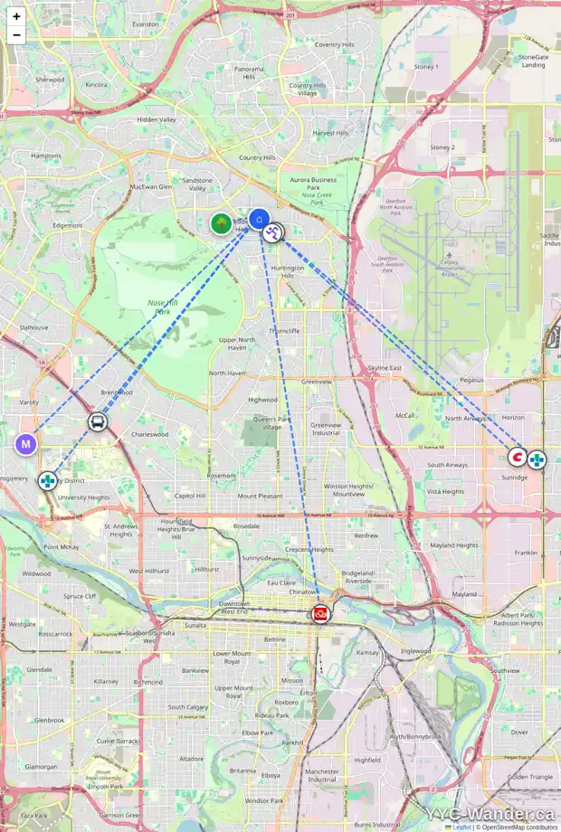 Daily accessibility map for 60 BERMUDA RD NW, Calgary showing nearby schools, grocery stores, parks, LRT stations and nearby amenities