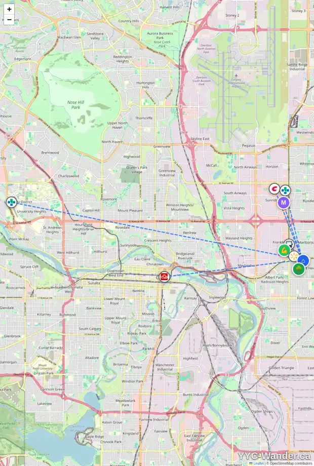 Daily accessibility map for 55 FONDA DR SE, Calgary showing nearby schools, grocery stores, parks, LRT stations and nearby amenities