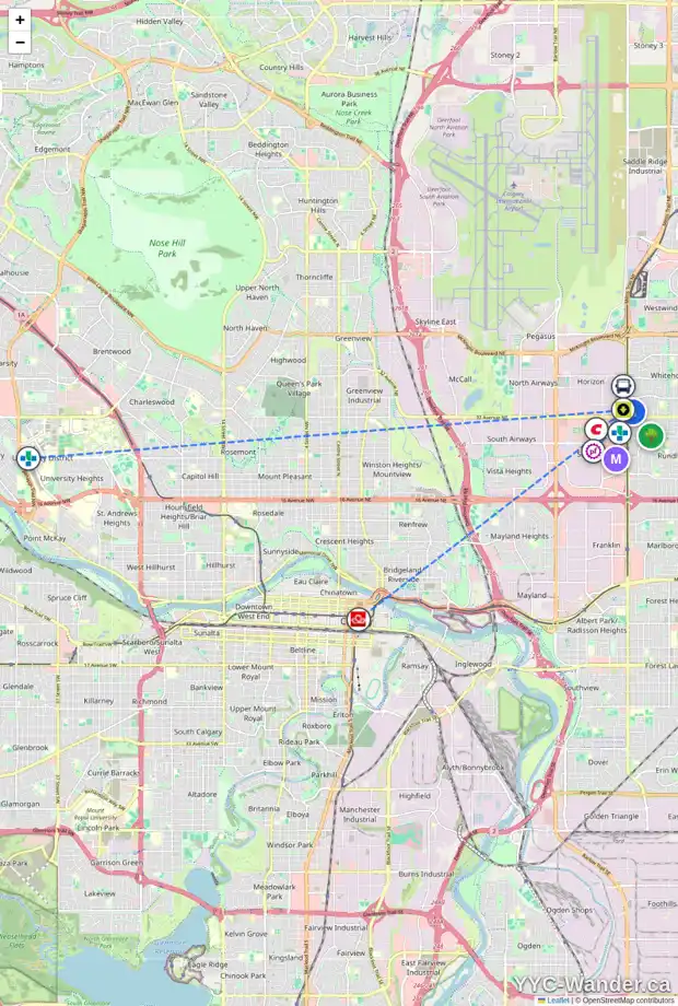 Daily accessibility map for 38 WHITMAN CL NE, Calgary showing nearby schools, grocery stores, parks, LRT stations and nearby amenities