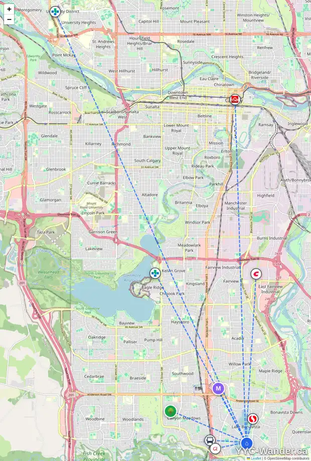 Daily accessibility map for 112 LAKE TAHOE GR SE, Calgary showing nearby schools, grocery stores, parks, LRT stations and nearby amenities