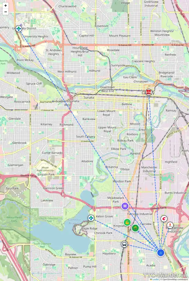 Daily accessibility map for 8829 6 ST SE, Calgary showing nearby schools, grocery stores, parks, LRT stations and nearby amenities