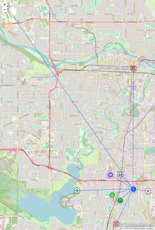 Daily accessibility map for 135 FRANKLIN DR SE, Calgary showing nearby schools, grocery stores, parks, LRT stations and nearby amenities