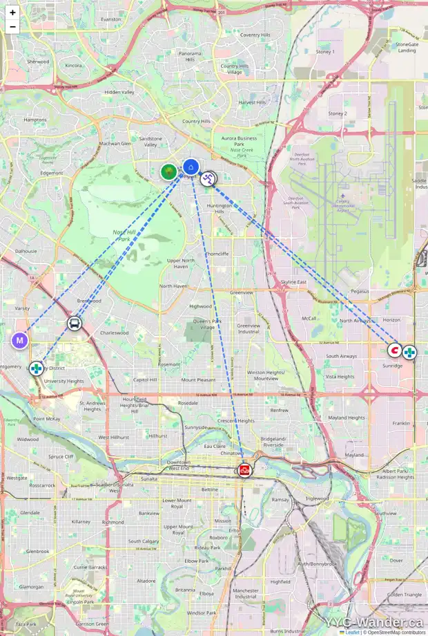 Daily accessibility map for 52 BERMUDA CL NW, Calgary showing nearby schools, grocery stores, parks, LRT stations and nearby amenities