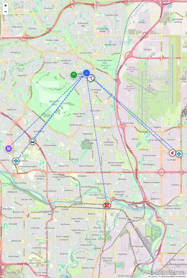 Daily accessibility map for 68 BERMUDA RD NW, Calgary showing nearby schools, grocery stores, parks, LRT stations and nearby amenities
