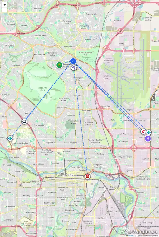 Daily accessibility map for 168 BERMUDA DR NW, Calgary showing nearby schools, grocery stores, parks, LRT stations and nearby amenities