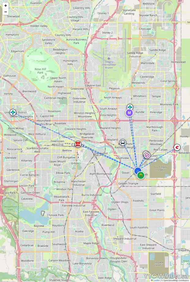 Daily accessibility map for 171 ERIN MOUNT CR SE, Calgary showing nearby schools, grocery stores, parks, LRT stations and nearby amenities