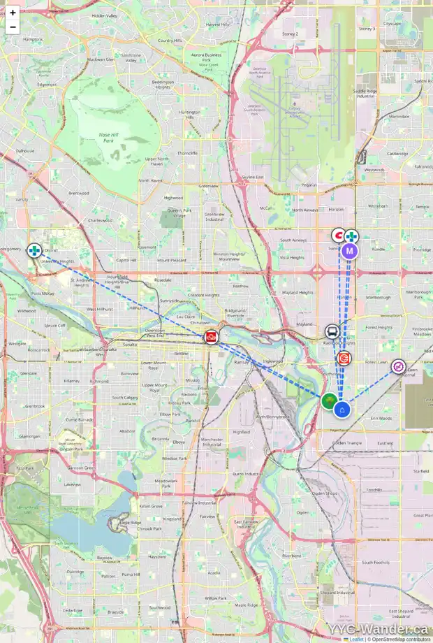 Daily accessibility map for 3337 DOVERTHORN RD SE, Calgary showing nearby schools, grocery stores, parks, LRT stations and nearby amenities