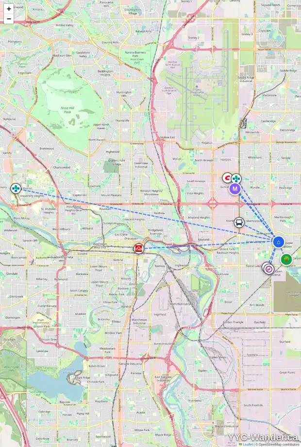 Daily accessibility map for 403 PENWORTH RI SE, Calgary showing nearby schools, grocery stores, parks, LRT stations and nearby amenities