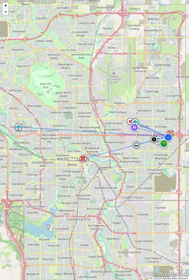 Daily accessibility map for 192 MAITLAND DR NE, Calgary showing nearby schools, grocery stores, parks, LRT stations and nearby amenities
