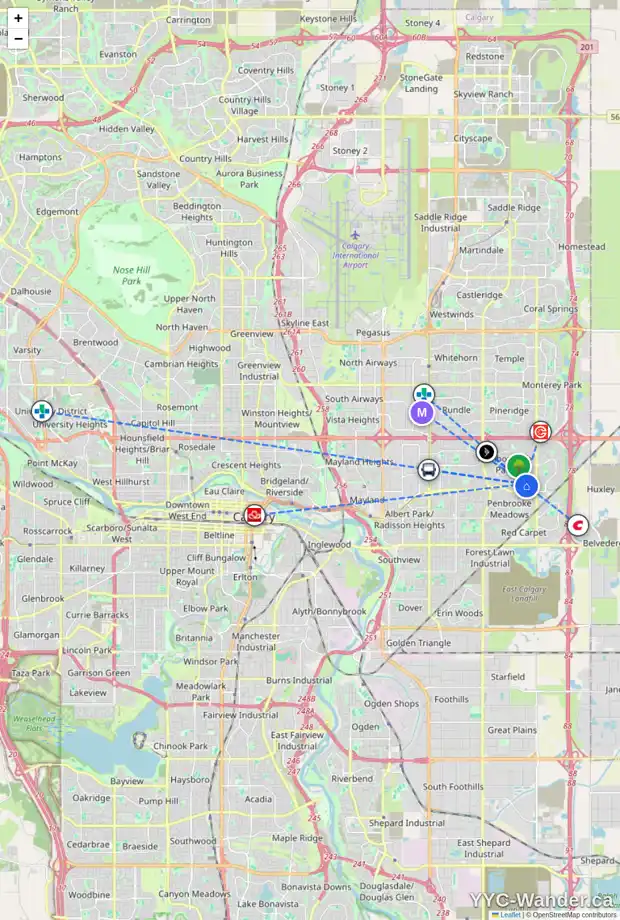 Daily accessibility map for 124 MALVERN DR NE, Calgary showing nearby schools, grocery stores, parks, LRT stations and nearby amenities