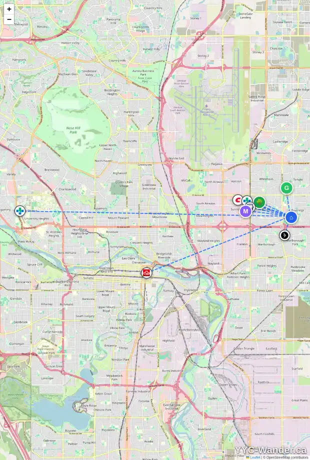 Daily accessibility map for 5802 RUNDLEHORN DR NE, Calgary showing nearby schools, grocery stores, parks, LRT stations and nearby amenities
