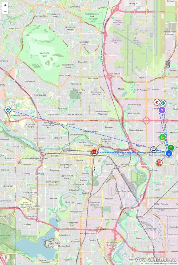 Daily accessibility map for 87 FONDA GR SE, Calgary showing nearby schools, grocery stores, parks, LRT stations and nearby amenities