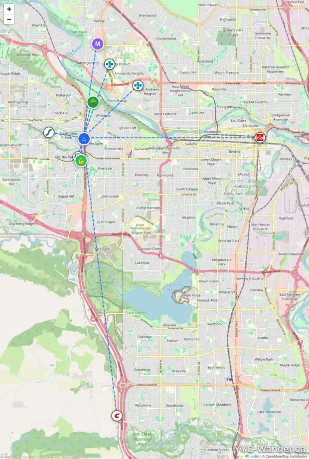 Daily accessibility map for 80 STRATHCONA CL SW, Calgary showing nearby schools, grocery stores, parks, LRT stations and nearby amenities