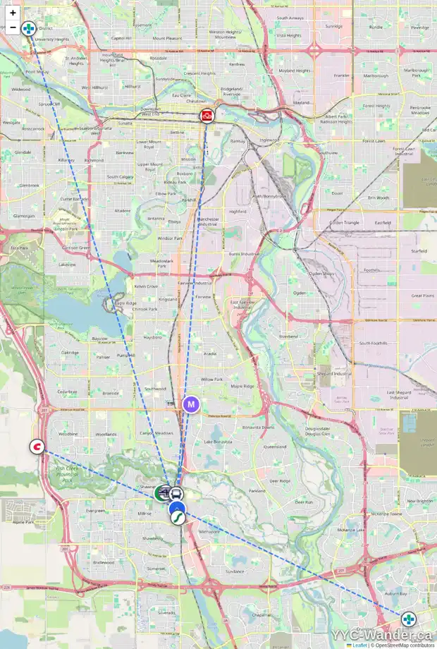 Daily accessibility map for 74 MILLRISE ME SW, Calgary showing nearby schools, grocery stores, parks, LRT stations and nearby amenities