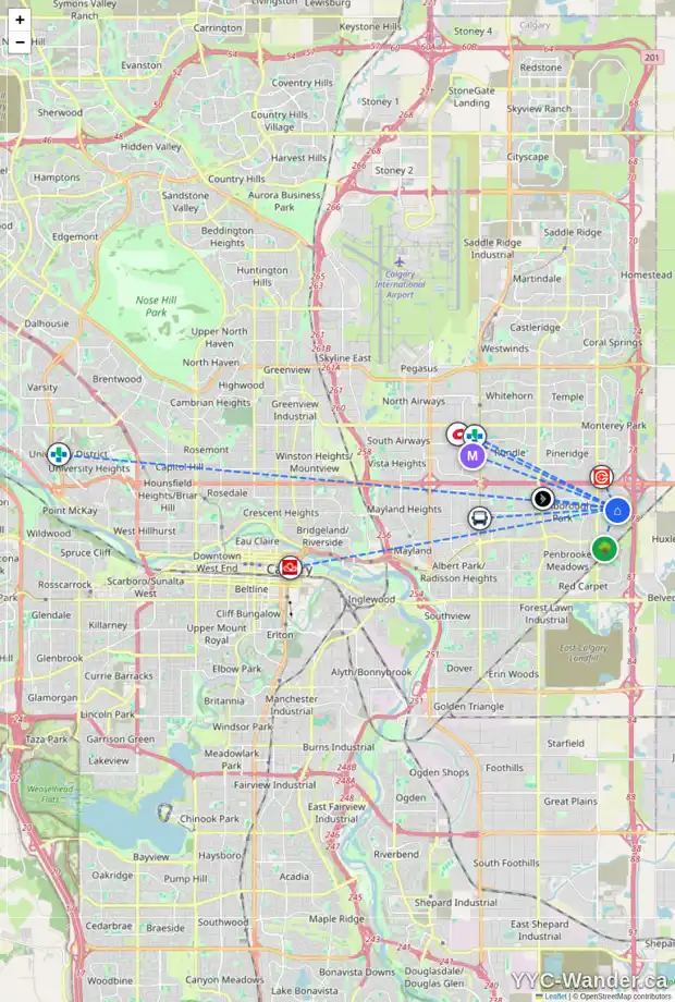 Daily accessibility map for 935 ABBEYDALE DR NE, Calgary showing nearby schools, grocery stores, parks, LRT stations and nearby amenities