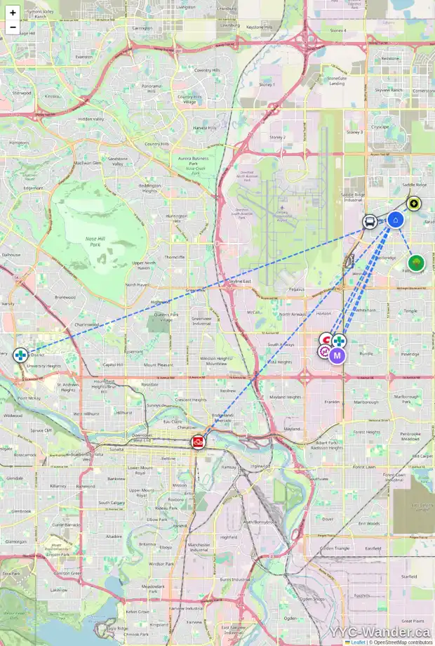 Daily accessibility map for 261 MARTIN CROSSING WY NE, Calgary showing nearby schools, grocery stores, parks, LRT stations and nearby amenities