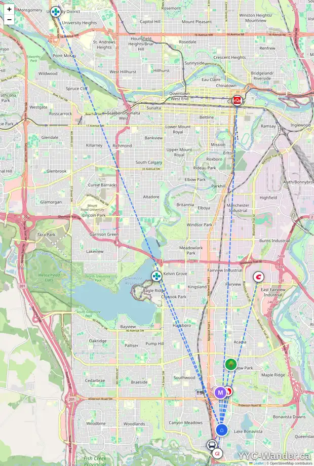 Daily accessibility map for 210 LAKE FRASER PL SE, Calgary showing nearby schools, grocery stores, parks, LRT stations and nearby amenities