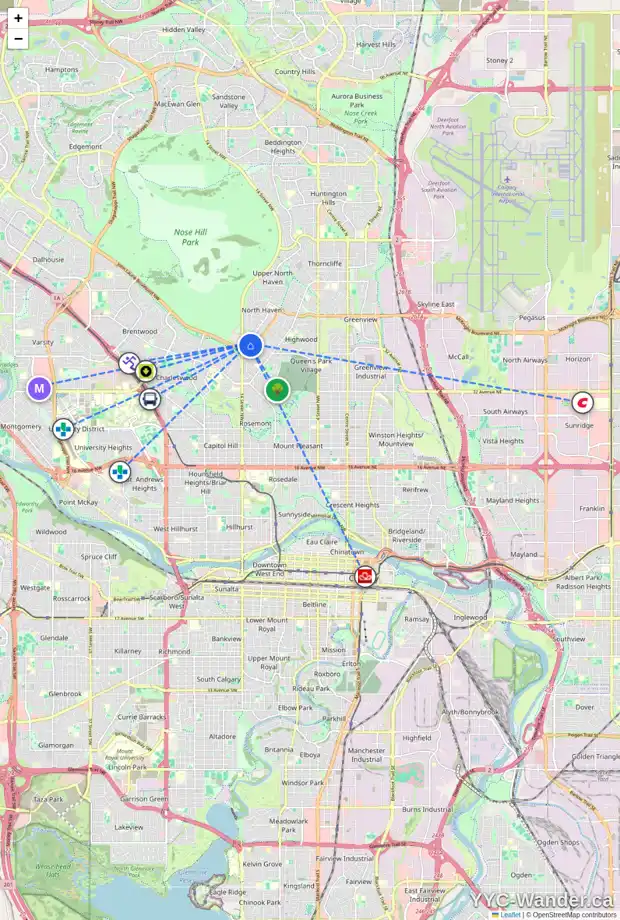 Daily accessibility map for 4420 NAMAKA CR NW, Calgary showing nearby schools, grocery stores, parks, LRT stations and nearby amenities