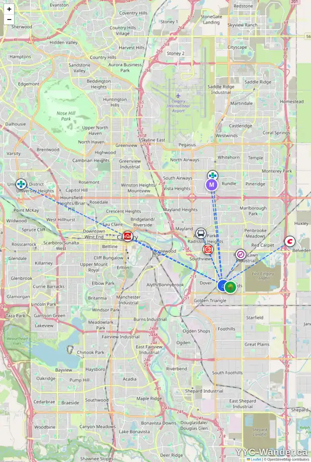 Daily accessibility map for 176 ERIN DALE CR SE, Calgary showing nearby schools, grocery stores, parks, LRT stations and nearby amenities