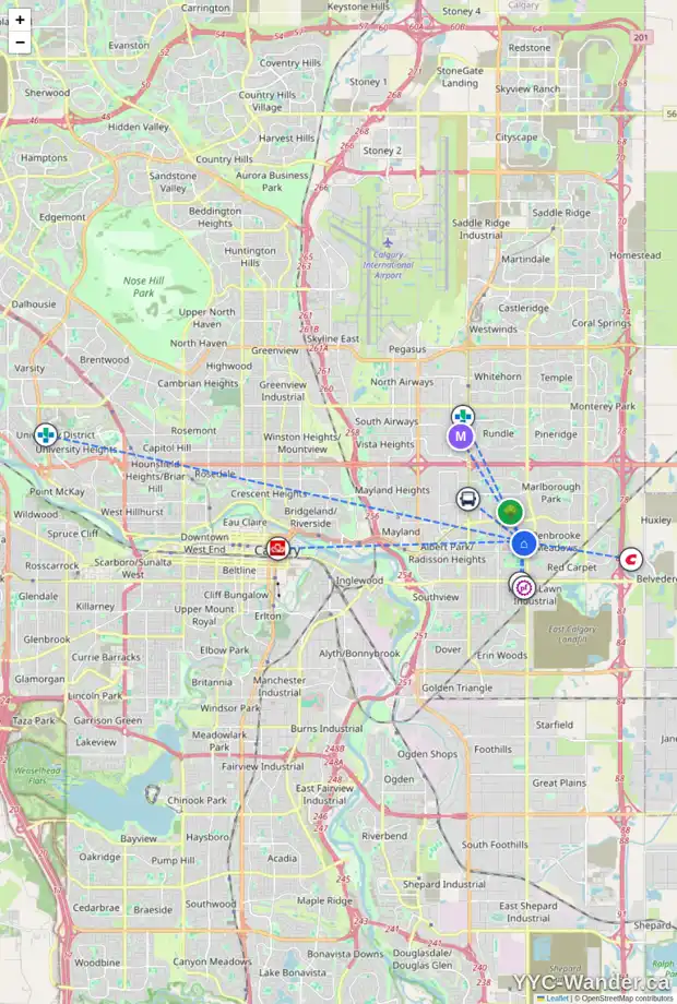 Daily accessibility map for 611 FORTALICE CR SE, Calgary showing nearby schools, grocery stores, parks, LRT stations and nearby amenities